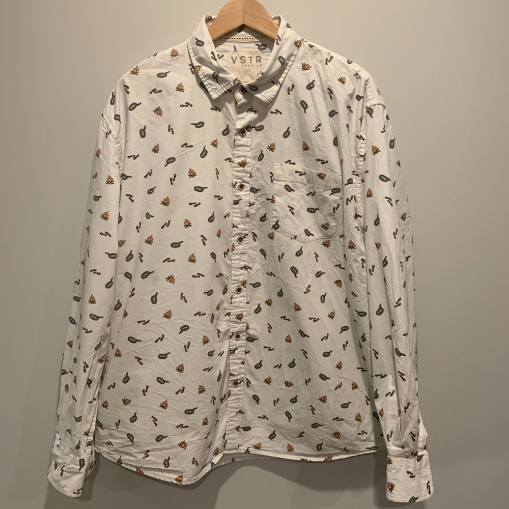 Campfire Pattern VSTR Men's Long Sleeve Button Up Shirt